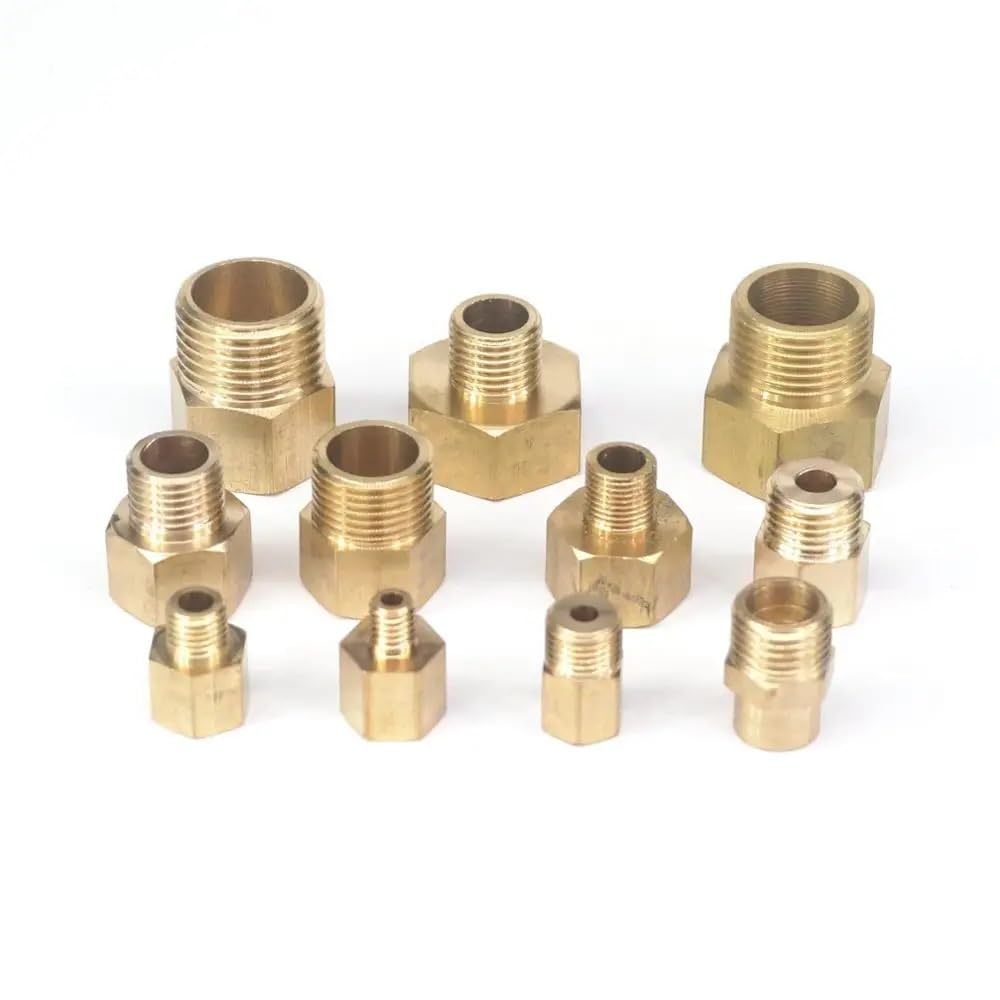 2pcs M14x1.5 Female - M12x1.5 Male Brass Reducer Reducing Hex Pipe Fitting Pressure Gauge