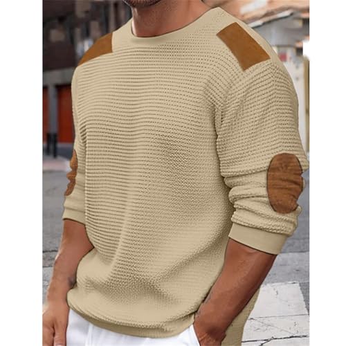 Men Patchwork Beach Vacation Knit Sweater Slim Long Sleeve O-Neck Patchwork Wool Sweaters2