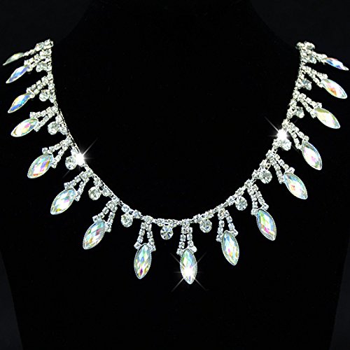 De.De. 1 Yard AB Resin    Crystal Applique Rhinestone Bridal Trim Fashion Chain Fringe Embellishment Silver