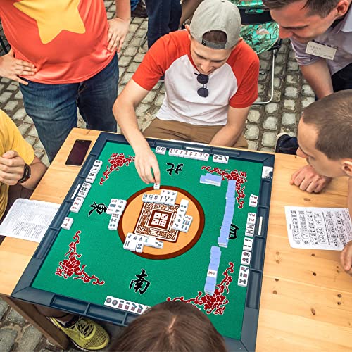 Juexica Mahjong Mat con bolsa, tapete antideslizante para mesa miniatura 5