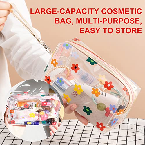 2-Pack Clear Cosmetic Bag, with 2 Silicone Brushes, Portable Makeup Storage Bag, PVC wash Bag, Zipper Pencil case - Image 4