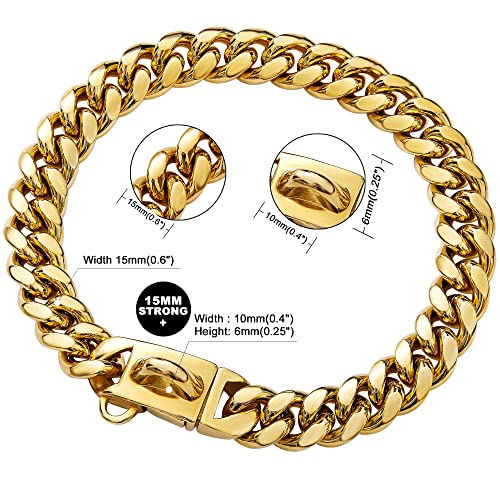 Gold-Dog-Chain-Collar-Walking-Metal-Chain-Collar-with-Design-Secure-Buckle18K-Cuban-Link-Strong-Heavy-Duty-Chew-Proof-for-Medium-Dogs14MM-24