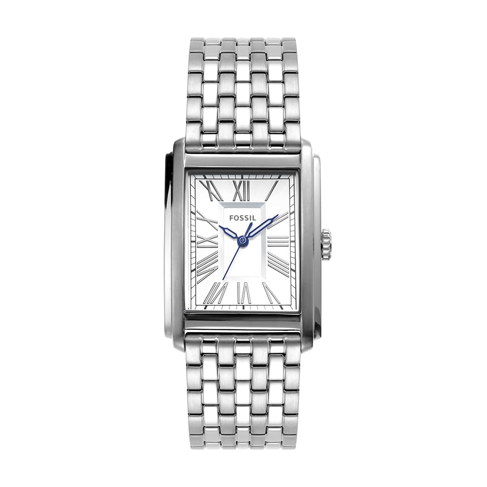 Fossil Orologio Carraway da uomo, Movimento al quarzo a tre lancette con cinturino in pelle o acciaio inossidabile, 30 mm, Tono argento