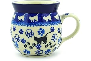 Boleslawiec Polish Pottery 8oz Bubble Mug in Boo Boo Kitty Paws