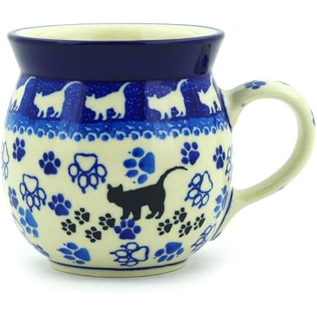 Boleslawiec Polish Pottery 8oz Bubble Mug in Boo Boo Kitty Paws