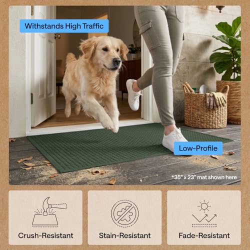 Image of GORILLA GRIP Ultra Absorbent Front Door Mat Outside Entrance, 47x35, Traps Dirt and Moisture, HydroABSORB Indoor Outdoor Doormat Holds Up to 6 Cups Water, Stain and Fade Resistant Welcome Mat, Green