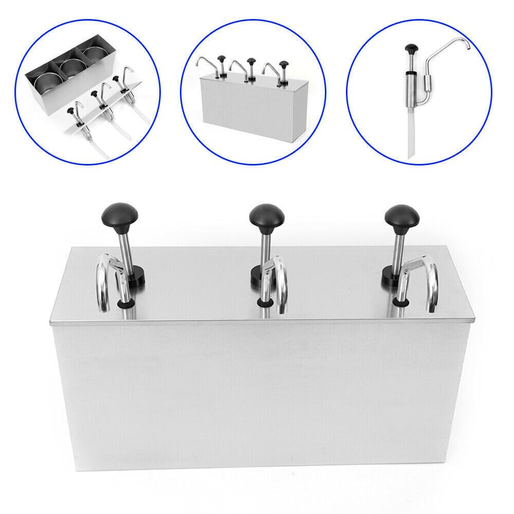 Dispenser per salsa in acciaio inox, senape, ketchup, distributore di salsa per ketchup maionese, per impianti di panetteria, attrezzature occidentali e ristoranti (3 x 4 l)