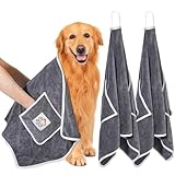 Laamsamling 120x70cm Hundehandtuch, 2 Stück Hundehandtuch Extra Saugfähig mit Griffaschen, Mikrofaser-Handtücher für Hunde und Katzen – ideal für Kleine, Mittelgroße und Große Hunde