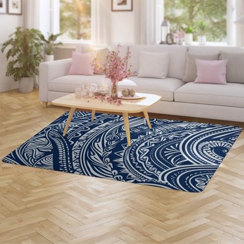 Tapis en velours de corail maori bleu aux finitions soignées