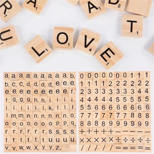 Fichas de madera para Scrabble 6 sets letras y números miniatura 3