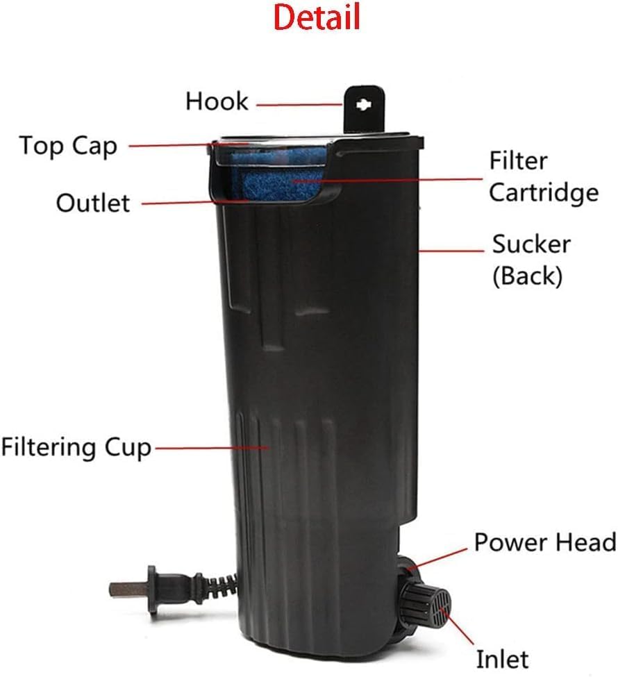 Image of Aquarium Internal Filter 5W 132GPH Low Waterfall Filter for Small Turtle Tank Shrimp Amphibian Frog Crab Freshwater Saltwater 5-40 Gallon with 2 Sponges