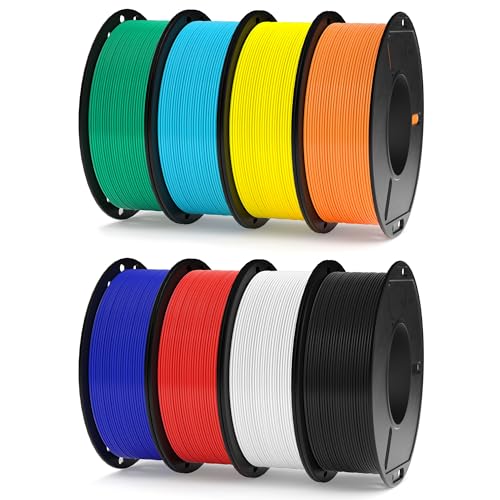 ELEGOO Pack de 8 Bobines de Filament PLA+ 250g 1,75 mm, 8 Couleurs de Filaments pour Imprimante 3D Précision Dimensionnelle +/- 0,02 mm, 8 Bobines de 250g, Multicolore 1