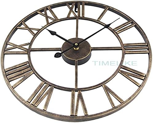Miniatura 2 de Timelike Reloj de pared decorativo grande, reloj de pared de metal industrial europeo con número romano, decoración del hogar, ideal para sala de