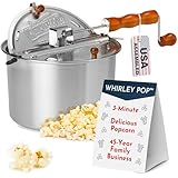 Wabash Valley Farms Original Whirley Popcorn-Maker - Gourmet Aluminium-Popcorn-Topf Mit Nylon-Zahnrädern, 3-Minuten-Herdplatten-Popper, Nostalgie-Maker (Silber)