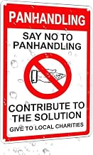 Novelty Warning Metal Tin Sign Panhandling Say No to Panhandling Contribute to Solution Sign Outdoor Security Farm Yard Warning Decoratives Metal Aluminum Sign 8 X 12 INCH