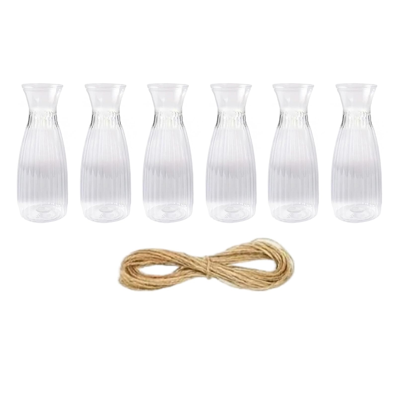 Quoravel Clear Plastic Bud Vase, Small Transparent Vase for Flowers, Modern Table Centerpiece for Wedding Dining Home Decor 6pcs
