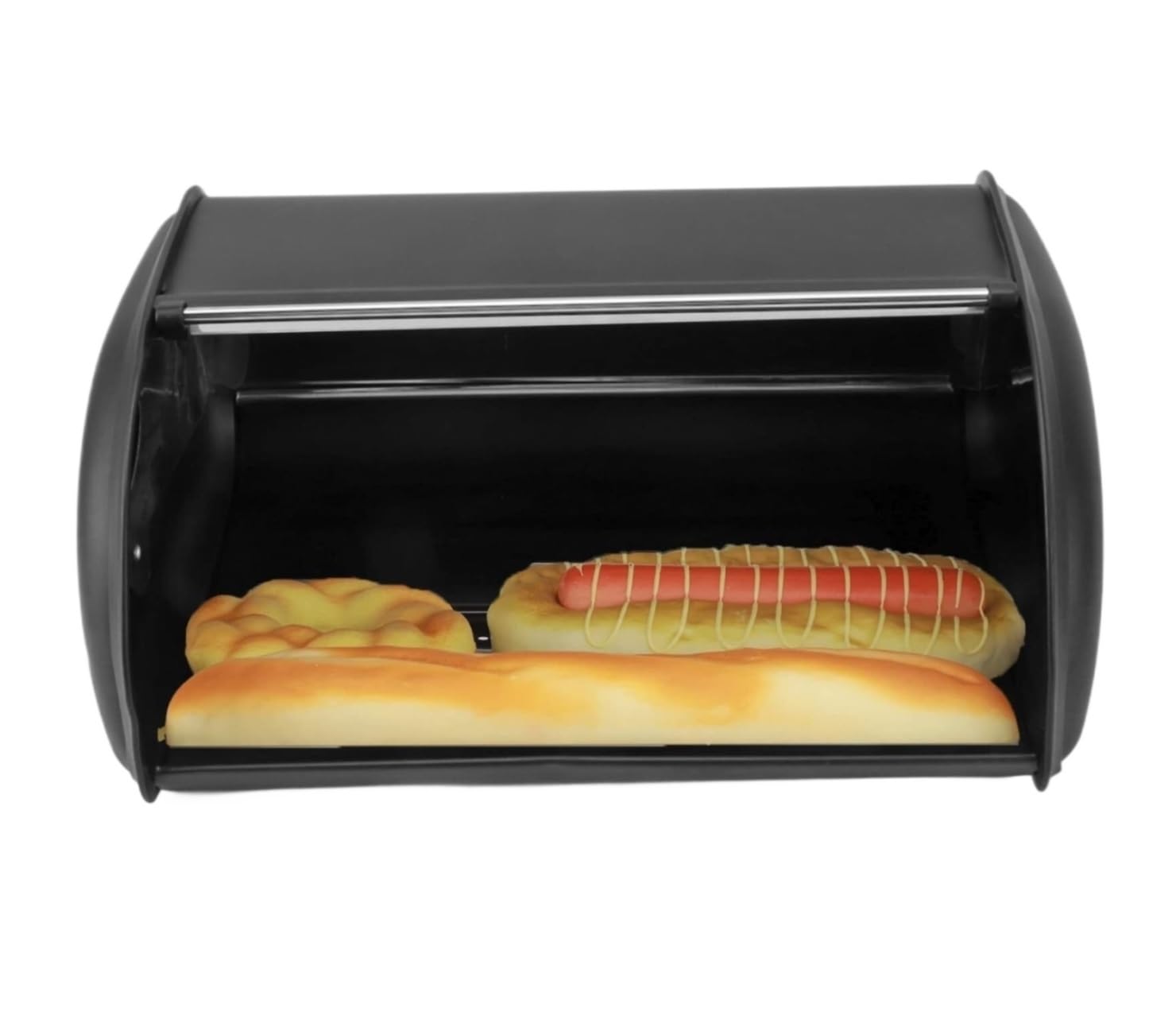 Brotkasten Brotbox Brotaufbewahrung Brotkasten Aus Metall Mit Großer Kapazität Und Rolltop-Deckel, Multifunktional, Hochglanzpoliert, Vorratsbehälter Brotkästen Brotaufbewahrungsbox Brotkiste(Black)