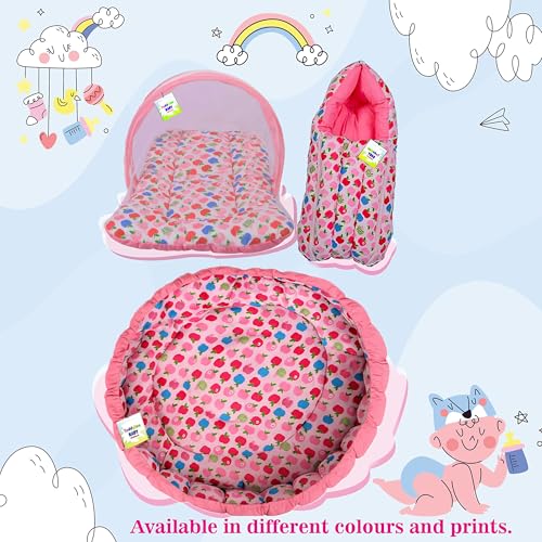 Image of Toddylon Baby Bedding Set New Born Baby Bed Mosquito Net | Carry Bag|Sheets | Essentials Combo (0-6 Months) (4PCS Set)