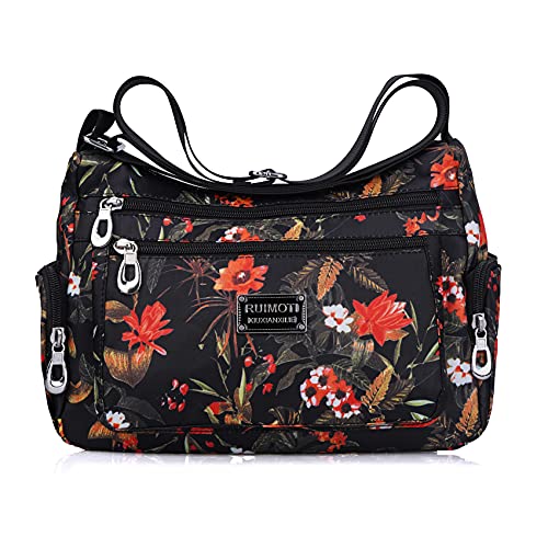Image of NOTAG Crossbody Bags for Women Nylon Shoulder Bag Floral Multi-Pocket Purses and Handbags