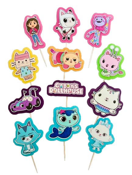 Cat Cupcake Toppers, Set of 12 Cupcake Toppers for Dollhouse Birt...