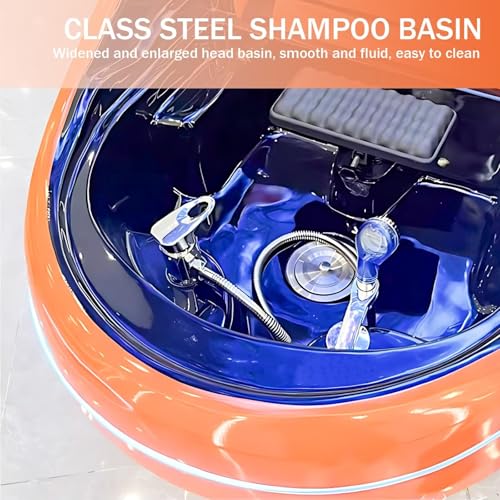 HHEvergreenEnsemble Shampoo Bed- Massage Table with Orange Light Luxury Style, Spa Beauty Bed and Head Spa Equipment with Massage Design Includes Water Cycle, Ambient Light, Glass Steel Shampoo Basin - Image 3