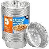 JOCHER 50 Pack Mini Pie Pans, 5in Pie Tins, Disposable Aluminum Round Foil Tart, Aluminum Foil Pans, Easily Stack & Store for Baking, Cooking, Storage or Reheating