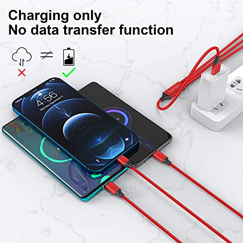 Image of BESTOR 3-in-1 Multi Charging Cable - Nylon Braided Fast Charging Cable for Android, iOS, Type-C Devices - Compatible with Smartphones & Tablets (Red)