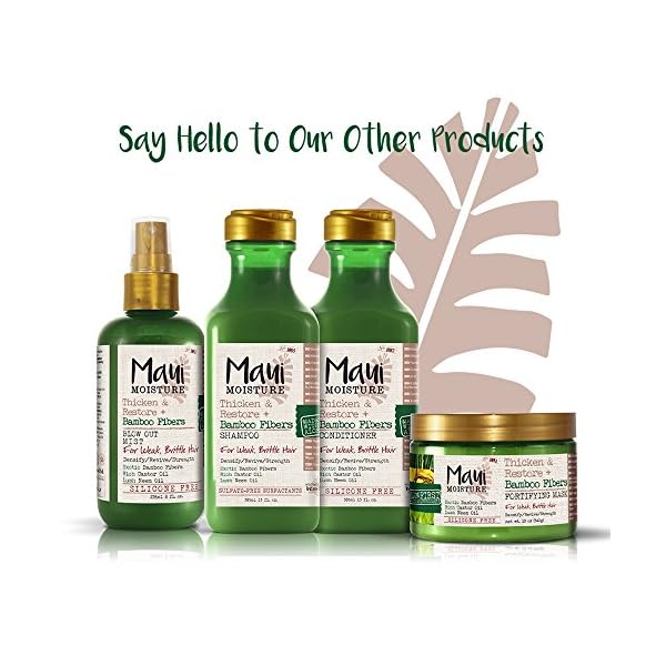 Maui Moisture Thicken & Restore + Bamboo Fibers Strengthening Shampoo to Soften Transitioning or Natural Hair & Renew Brittle Hair, Vegan, Silicone & Paraben-Free, 13 fl oz