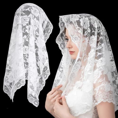 White Lace Bridal Wedding Veil for Women