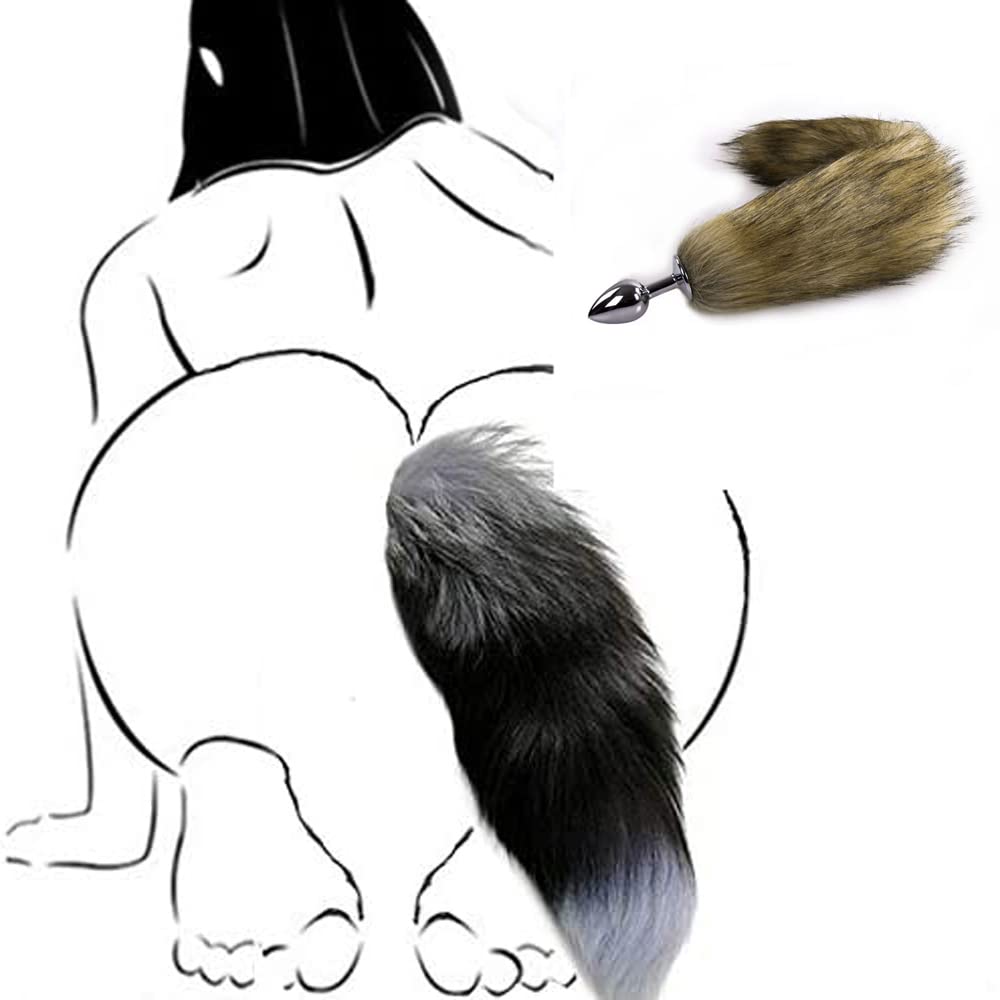 Butt Plug Fox Tail Cosplay Anal Plug Anal Butt Plug Adult Sex Toys for Beginner Women Men Couple (31" Black): 18"Brown