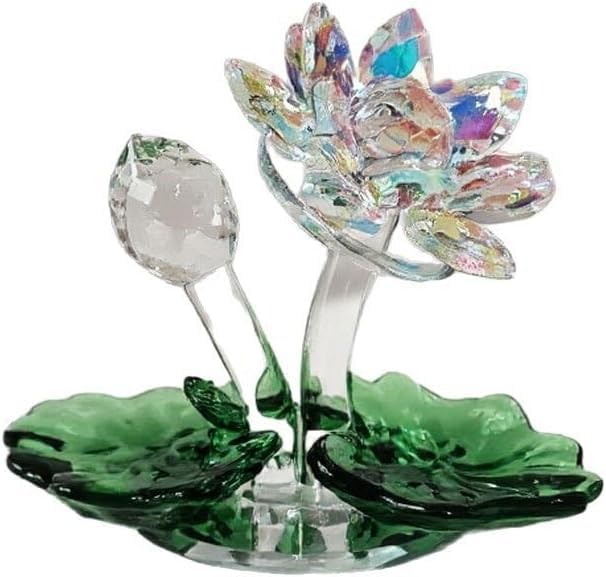 Kristalllotus-Figur, Tischdekoration, facettierte Kristallblume, dekorative Statue für Wohnzimmer, Schlafzimmer, Schreibtisch, Regal, Heimdekoration, Geschenk