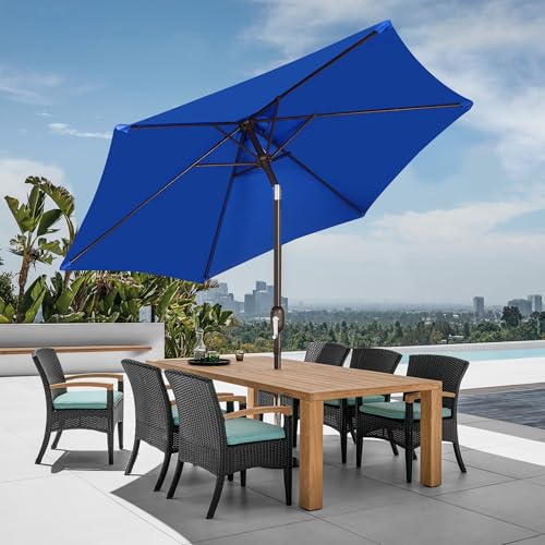 Image of Blissun 7.5 ft Patio Umbrella, Yard Umbrella, Outdoor Market Umbrella with Push Button Tilt Crank, Royal Blue