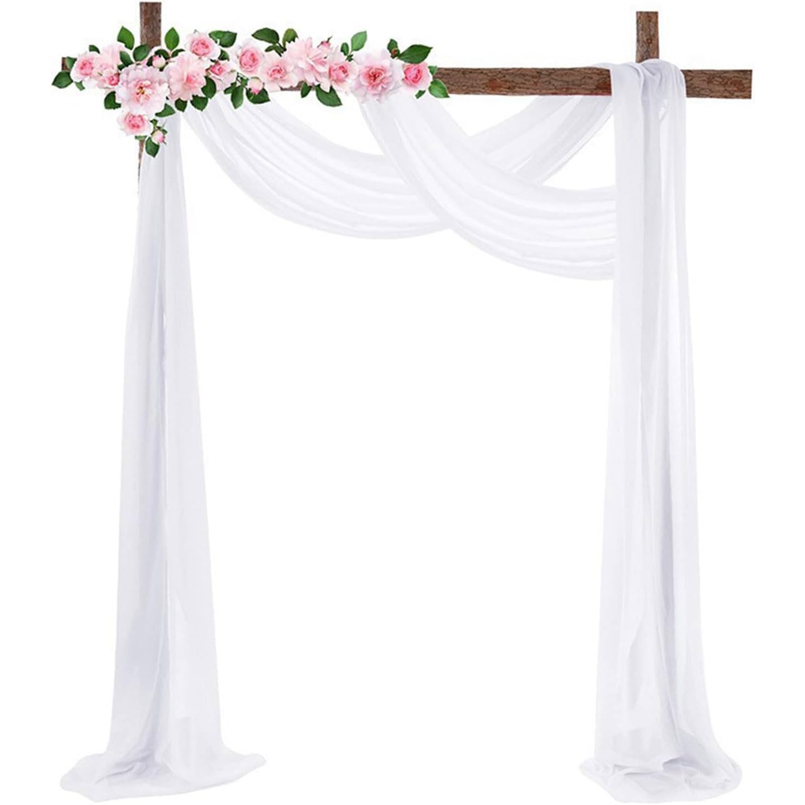 HUHJYUGE Mariage Arche Tenture Rideau en Tulle, Tissu Drapé en Mousseline Voilage Mariage Décoration, pour Photographie, Mariage, Fête, Anniversaire (2 Pièce) (7 600cm)
