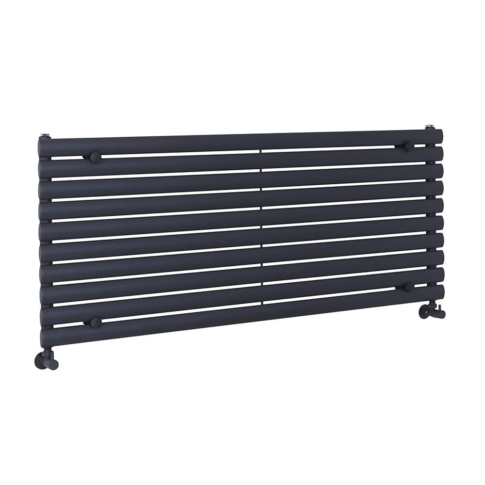 Milano Aruba - Anthracite Horizontal Single Oval Panel Radiator - 590mm x 1400mm