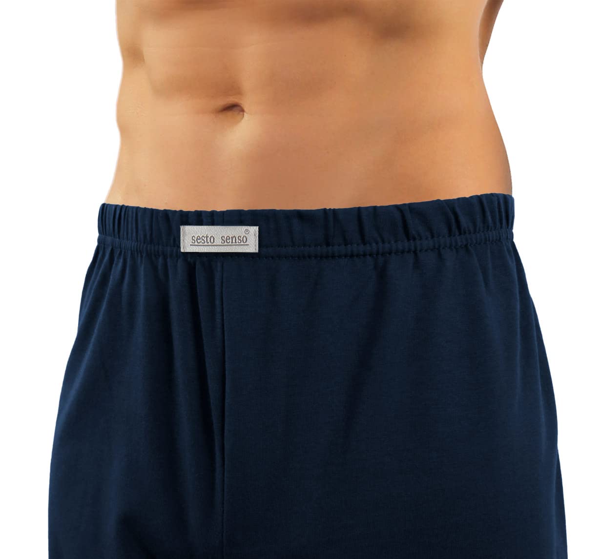 Sesto Senso Pijama Hombre Elegante con Botones Conjunto de Algodón con Manga Corta Pantalón Largo