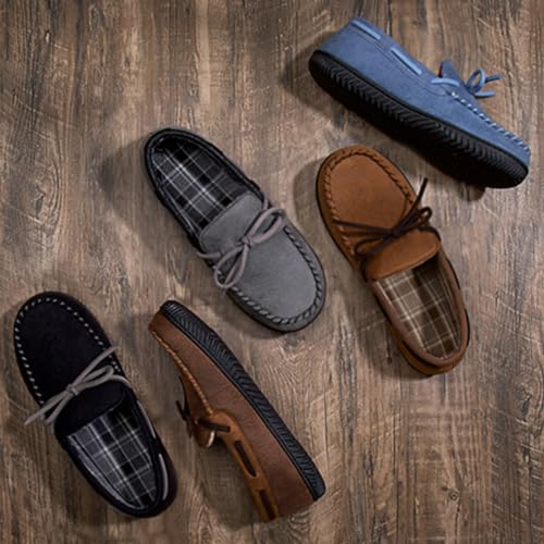 Image of ULTRAIDEAS Men's Luke Moccasin Slippers Memory Foam Cozy House Slippers, Warm Comfy Slippers for Men, Indoor Outdoor Loafer Anti-Slip Home Shoes