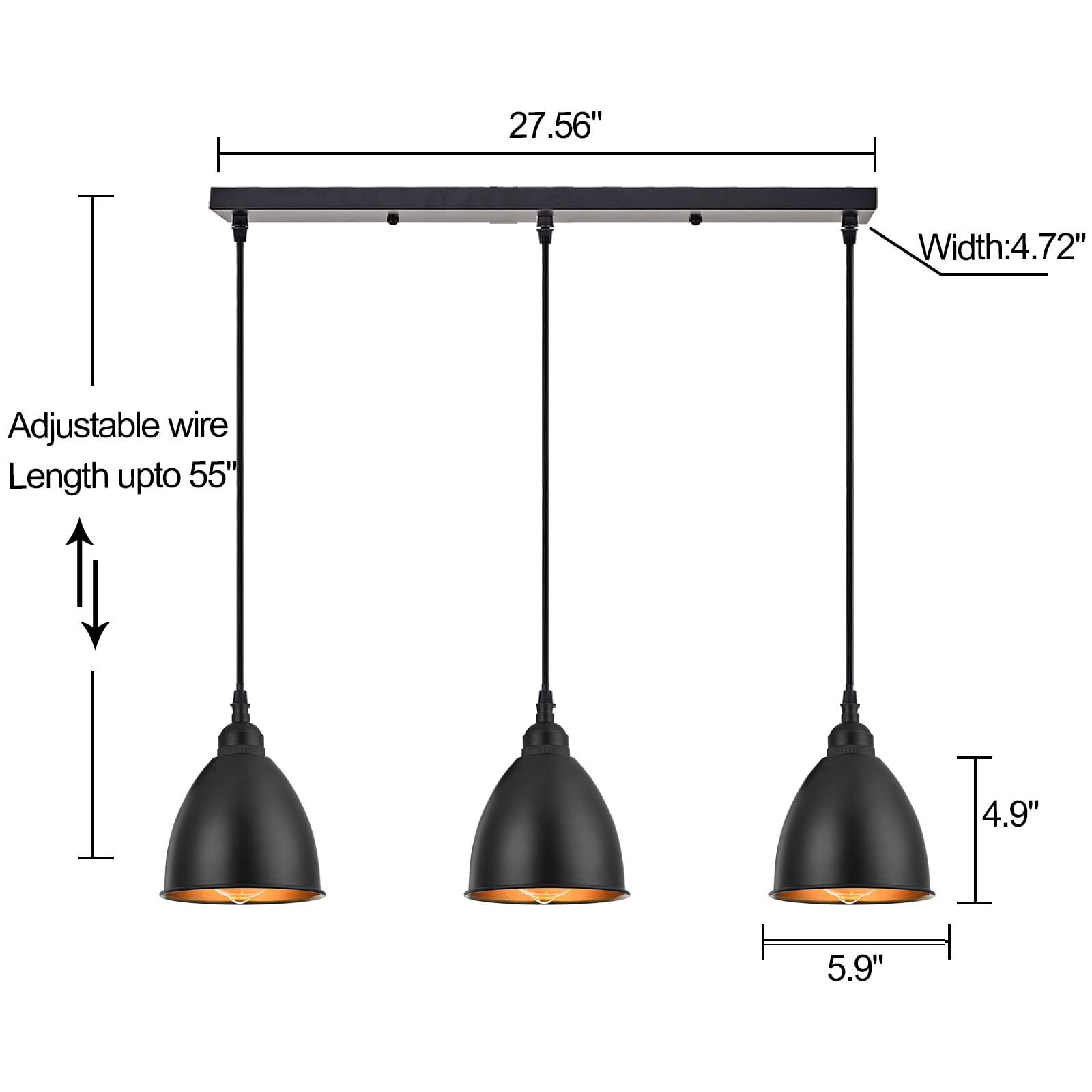 Terleenart 3-Lights Kitchen Island Pendant Light,Industrial