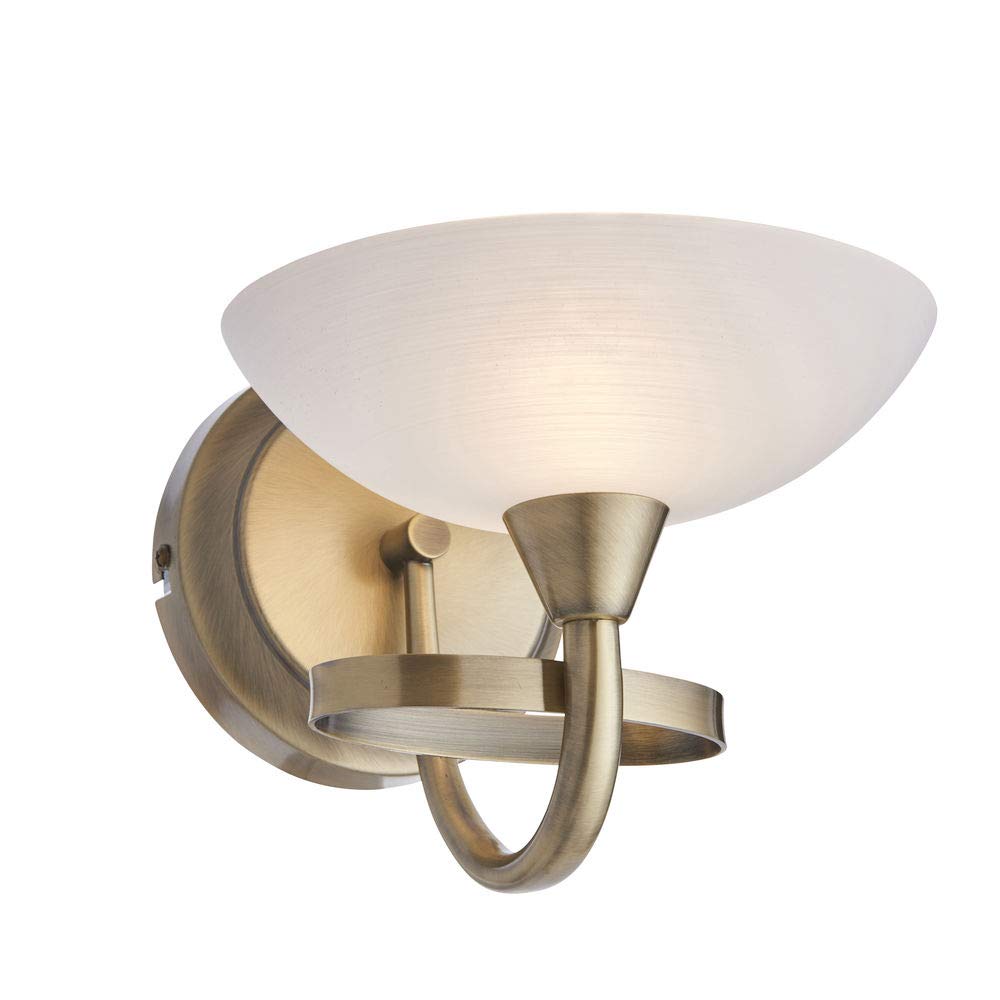 Betta Lighting Antique Brass Single Wall Light, Finish With White Painted Glass