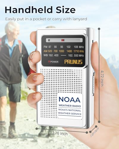 NOAA Weather Radio AM FM, AA Battery Radio for Power Outages PRUNUS J161 - Image 4