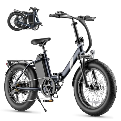 Touroll S3 Pro E-Bike Klapprad mit 1296Wh Akku bis 195km Reichweite, 20x3.0 Zoll Fat Tire Elektrofahrrad Herren Damen, 250W Motor mit 50Nm Drehmoment, Ebike mit Federgabel & Gepäckträger, StVZO Konfor