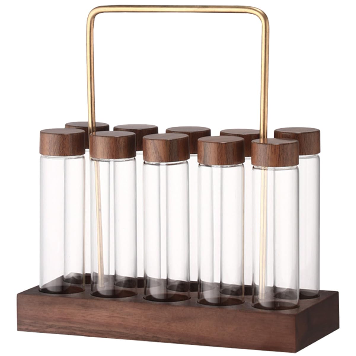ULTECHNOVO Kaffeebohnen Behälter aus Glas mit Holzständer, 1 Satz | Luftdichter Deckel, für Kleine Vorräte und Gewürze, für Küche und Wohnung, Einfach Zusammenzubauen