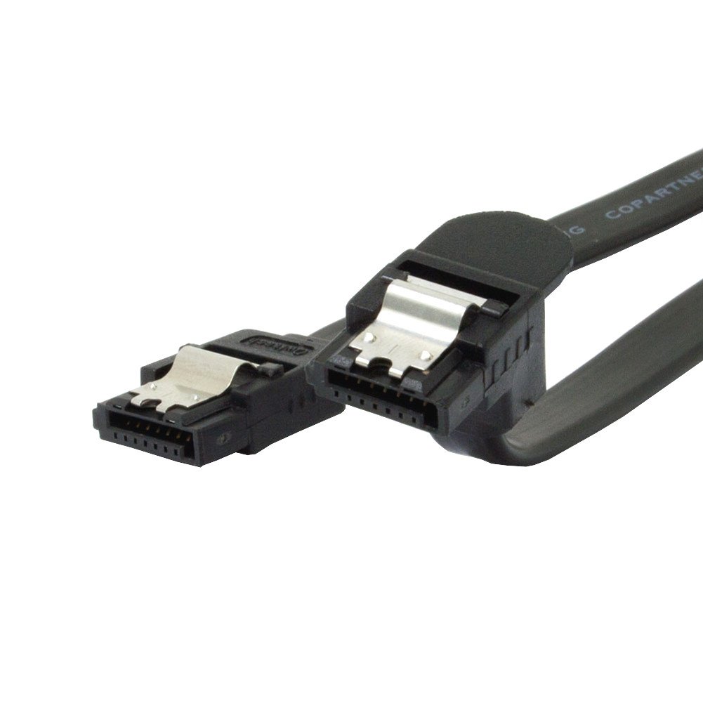 Owltech OWL-CBSATA-SLU100(BK) 6Gbps Compatible Serial ATA Cable, Straight, Lower L-Type, with Latch, 39.4 inches (100 cm), Black