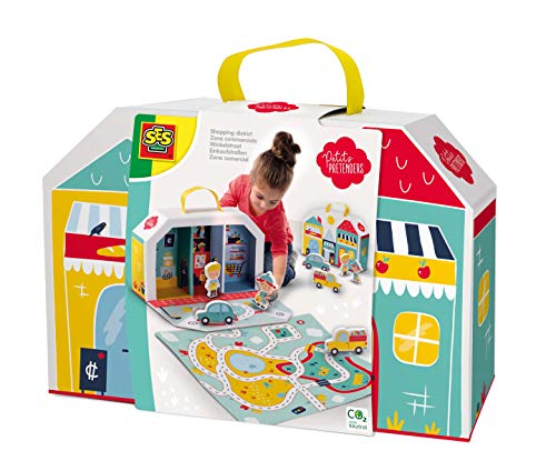 Valise de transport pliable transformable en tapis de jeu zone commerciale