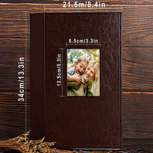 Image of Ywlake Photo Album 4x6 300 Pockets, Leather Photo Albums Holds 300 Horizontal Only Pictures Brown