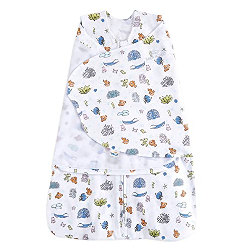 Image of HALO Disney Baby Finding Nemo 100% Cotton Sleepsack Swaddle, 3-Way Adjustable Wearable Blanket, Great Barrier Reef, Small, 3-6 Months