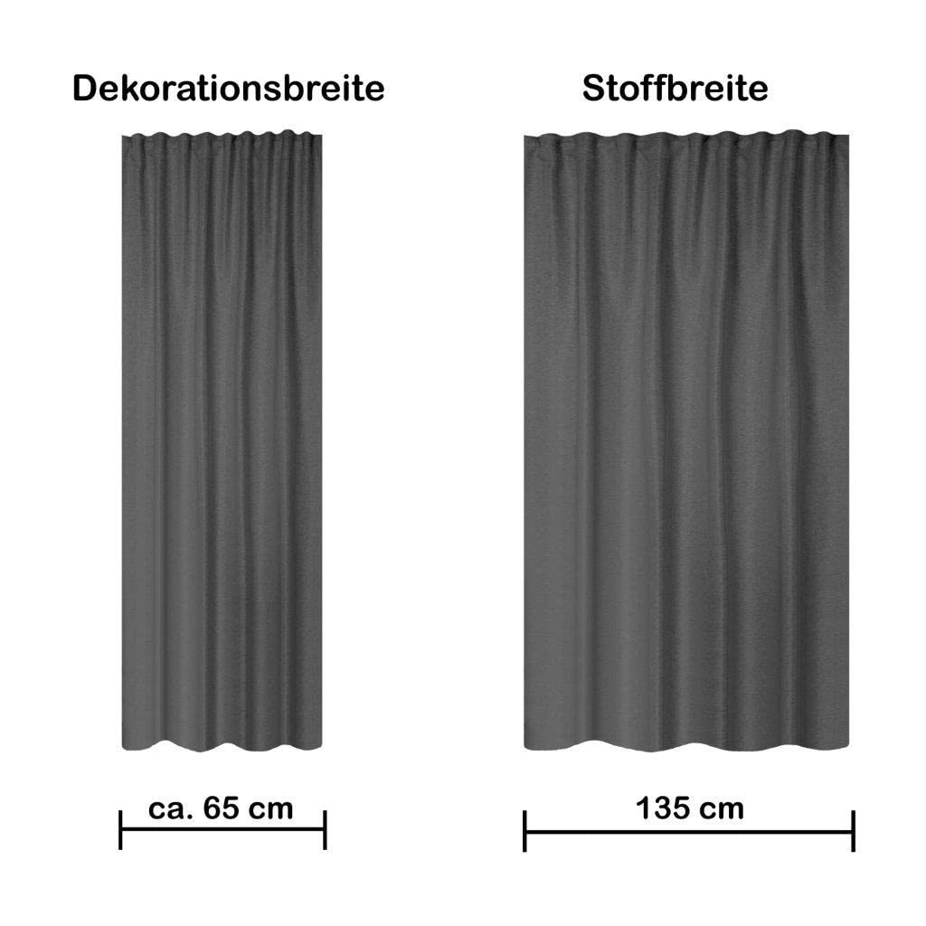 HOMEbasics THERMOVORHANG MIT KOMBIBAND, Polyester, GRAU, 225 X 135 cm, 085960-0903 225 X 135