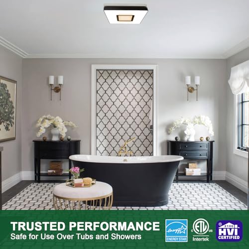 Image of Akicon Bathroom Exhaust Fan with Light, 90 CFM, 1.5 Sones Bath Celing Fan