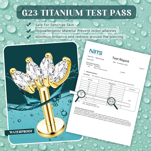 LOLIAS 16G G23 Titanium Tragus Conch Helix Piercing Jewelry 6mm 8mm 10mm - Internally Threaded Flat Back Stud Cartilage Earrings Hypoallergenic Forward Earlobe Labret Tragus Piercing Jewelry2