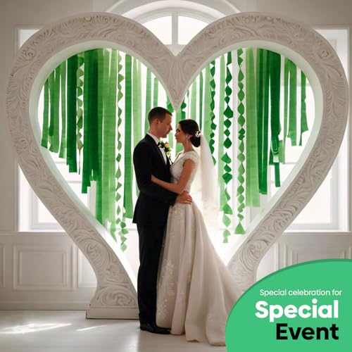 Image of 4 Green Crepe Paper Streamers, 328ft Pack of Party Decorations | Each roll is 82 ft long and 1.8 Inch wide ideal for Birthday Party Decor, Eco friendly Decor and St.Patrick's Day