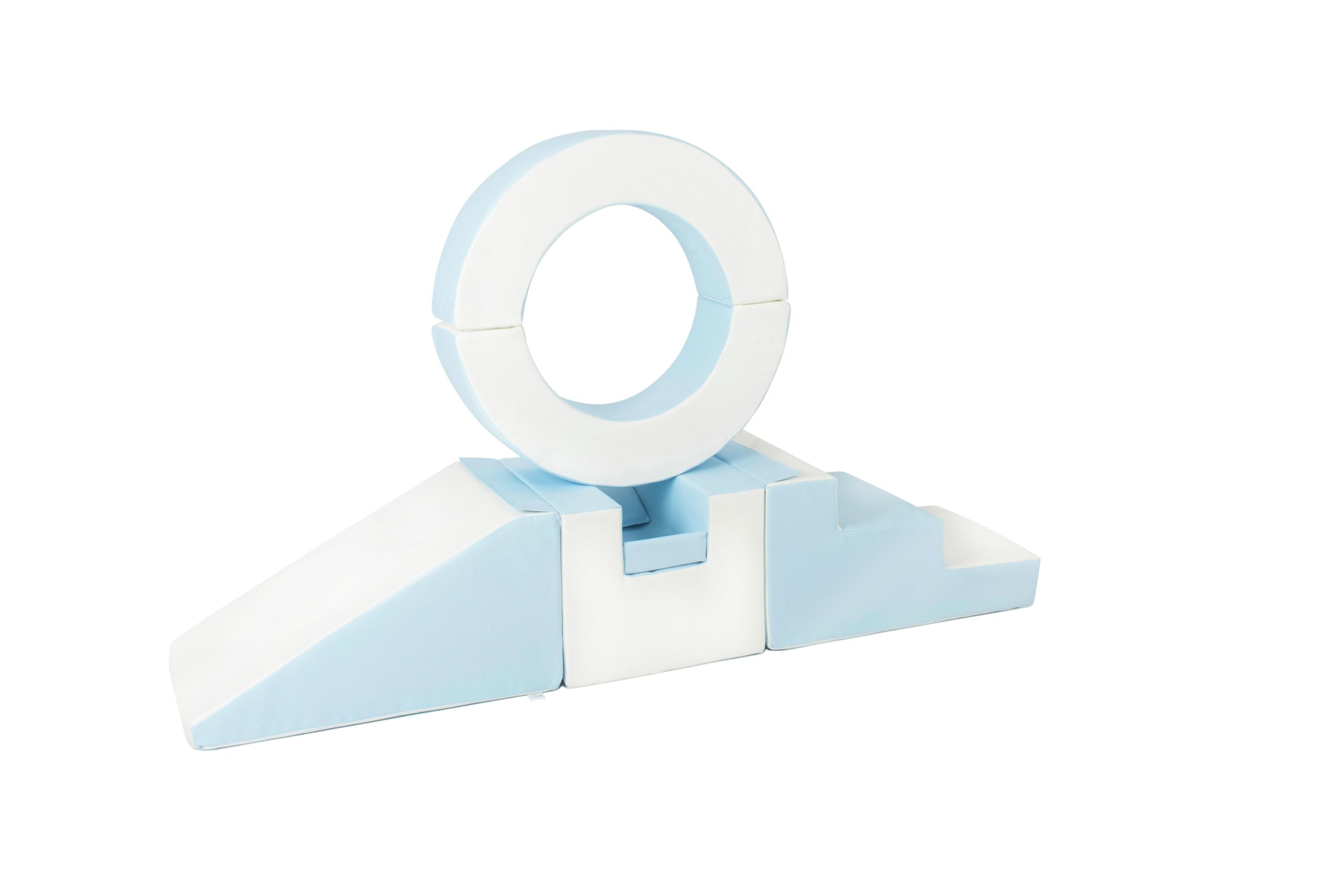 Soft Play Steps Slide Hoop Set - Colour Options - Soft Play Equipment (Pastel Blue/White)